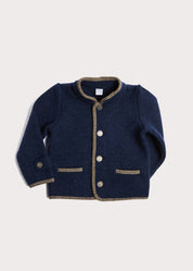 Austrian Single Breasted Contrast Trim Jacket in Blue (18mths-10yrs) Coats from Pepa London
