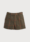 Houndstooth Shorts in Brown (4-10yrs) Shorts  from Pepa London