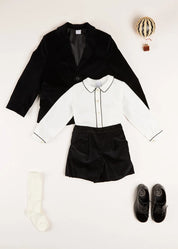The Black And White Velvet Blazer Two Piece Boy Look Look  from Pepa London