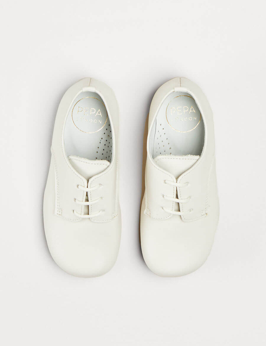 Boy's Ivory leather celebration shoes (20-34EU) Shoes  from Pepa London