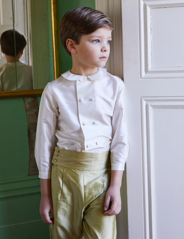 White Double-Breasted Peter Pan Collar Shirt (12mths-10yrs) Shirts  from Pepa London