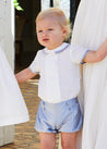 Baby Boy Celebration Blue Silk Bloomers and Linen Shirt Set (12mths-4yrs) Sets from Pepa London