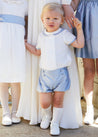 Baby Boy Celebration Blue Silk Bloomers and Linen Shirt Set (12mths-4yrs) Sets from Pepa London