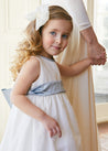 Sleeveless Ivory Flower Girl Dress with Blue Silk Sash (12mths-10yrs) Dresses  from Pepa London