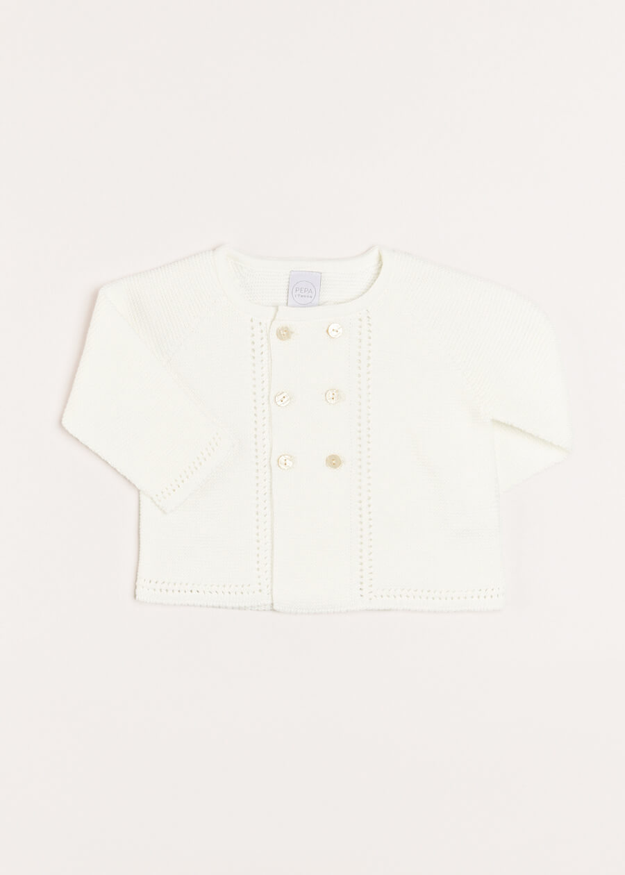 Boys Celebration Cardigan in Ivory (12mths-10yrs) Knitwear  from Pepa London