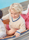 Cable Knit V-Neck Jumper in Cream (4-10yrs) Knitwear  from Pepa London