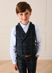 Kinnerton Tartan Pocket Detail Trousers in Navy (4-10yrs) Trousers from Pepa London