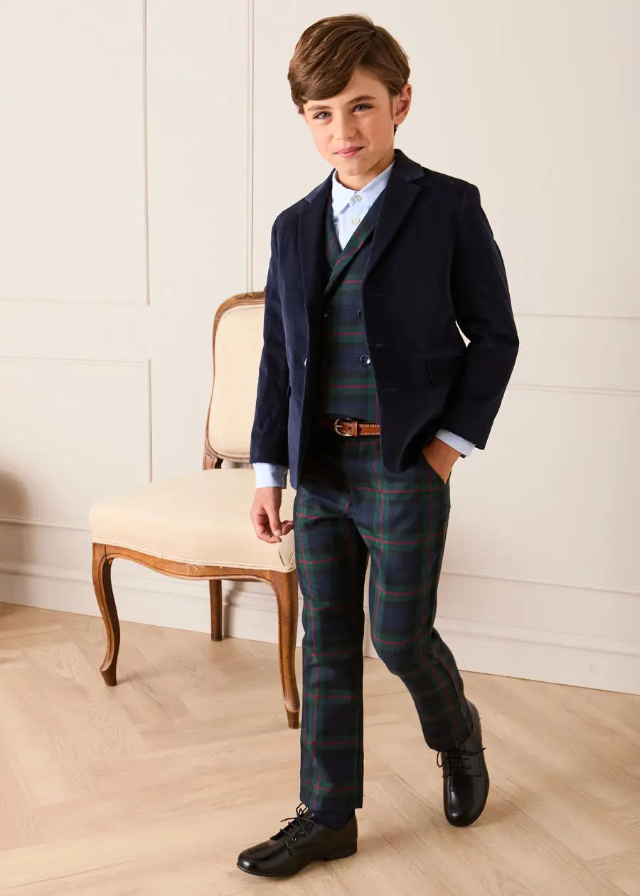 Kinnerton Tartan Pocket Detail Trousers in Navy (4-10yrs) Trousers from Pepa London