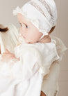 Bespoke Traditional Christening Gown with Front Satin Sash and Bonnet Made to order  from Pepa London