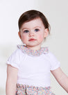 Floral Print Ruffle Collar Bodysuit in Dusty Pink (0mths-2yrs) Tops & Bodysuits  from Pepa London
