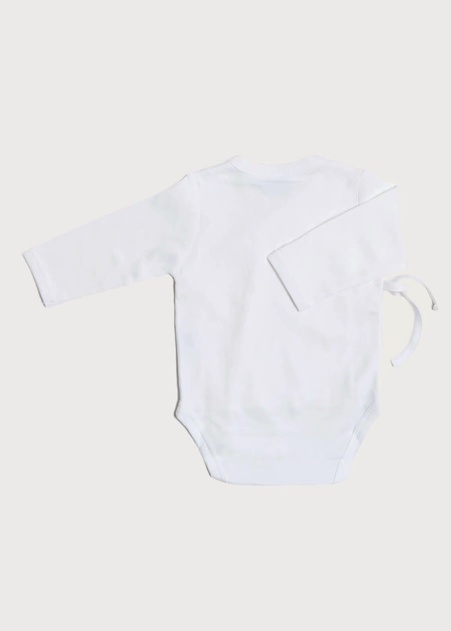 Newborn Side Tie Bodysuit With Rocking Horse Embroidery Beige (1-6mths) Tops & Bodysuits  from Pepa London