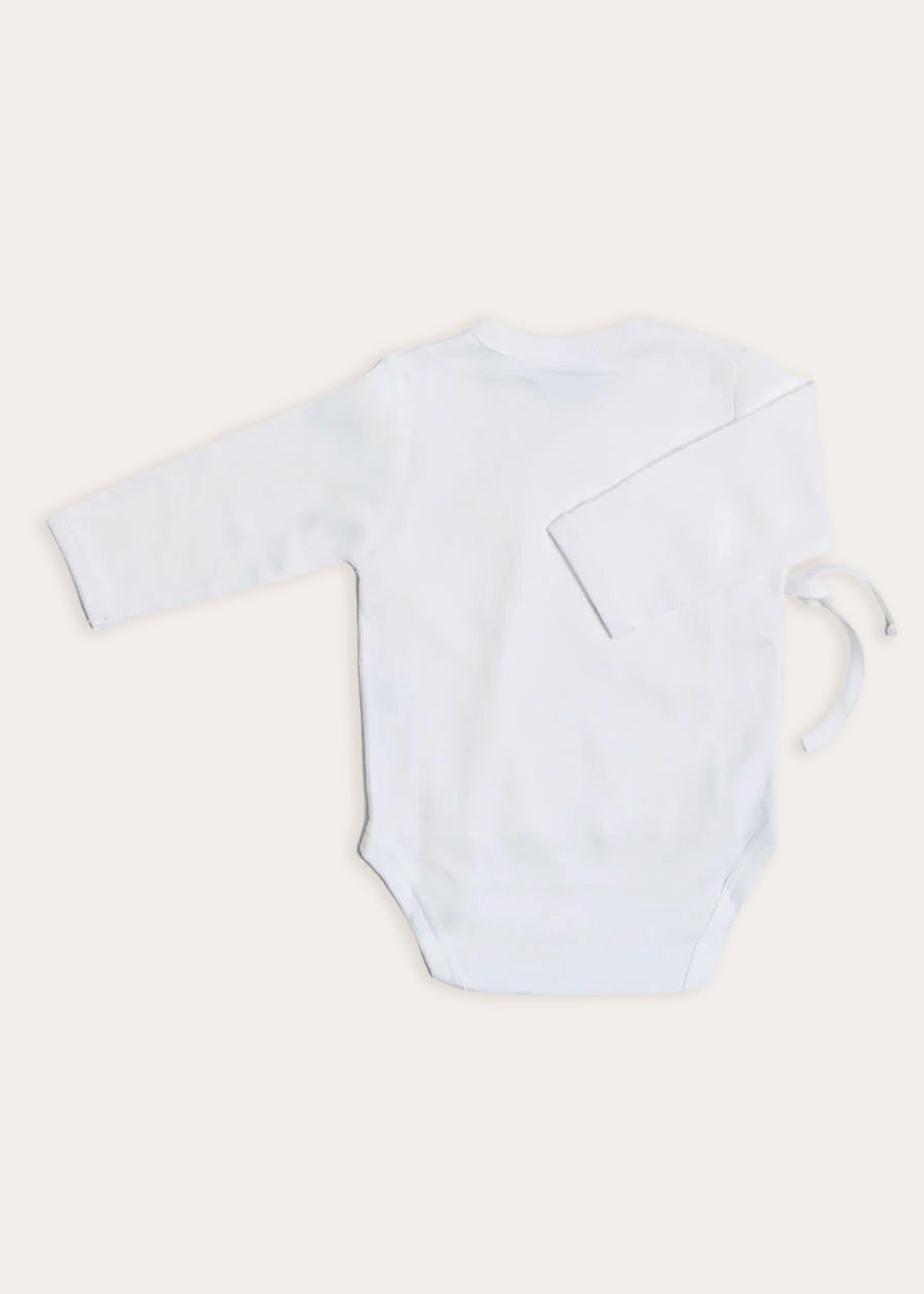 Newborn Side Tie Bodysuit With Rocking Horse Embroidery Beige (1-6mths)