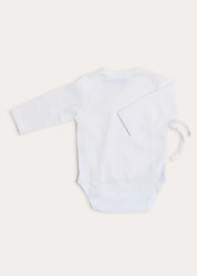 Newborn Side Tie Bodysuit With Rocking Horse Embroidery Beige (1-6mths)
