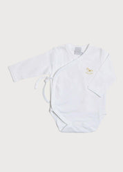 Newborn Side Tie Bodysuit With Rocking Horse Embroidery Beige (1-6mths) Tops & Bodysuits  from Pepa London