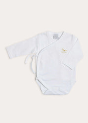 Newborn Side Tie Bodysuit With Rocking Horse Embroidery Beige (1-6mths)