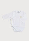 Newborn Side Tie Bodysuit With Rocking Horse Embroidery Beige (1-6mths) Tops & Bodysuits  from Pepa London