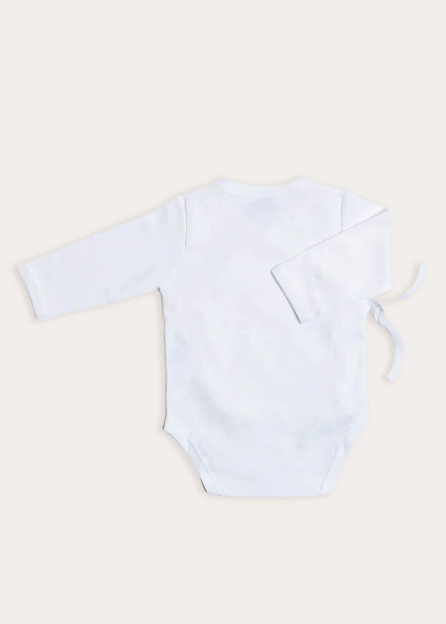 Newborn Side Tie Bodysuit With Rocking Horse Embroidery Blue (1-6mths)