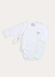 Newborn Side Tie Bodysuit With Rocking Horse Embroidery Blue (1-6mths)