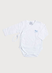 Newborn Side Tie Bodysuit With Rocking Horse Embroidery Blue (1-6mths) Tops & Bodysuits  from Pepa London