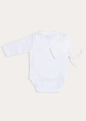 Newborn Side Tie Bodysuit With Rocking Horse Embroidery Pink (1-6mths)