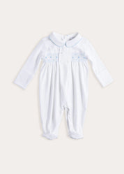 Blue Hand Smocked Cotton All-in-One (1-18mths)