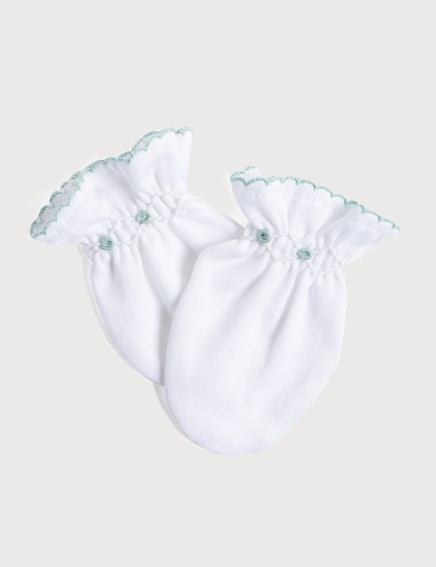 Green Hand Smocked Mittens Accessories  from Pepa London