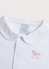 Old Newborn All-In-One Rocking Horse Embroidery In Pink (0-3mths) Tops & Bodysuits  from Pepa London