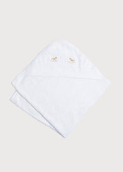 Newborn Towel with Rocking Horse Embroidery In Beige Knitted Accessories  from Pepa London