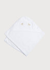 Newborn Towel with Rocking Horse Embroidery In Beige Knitted Accessories  from Pepa London