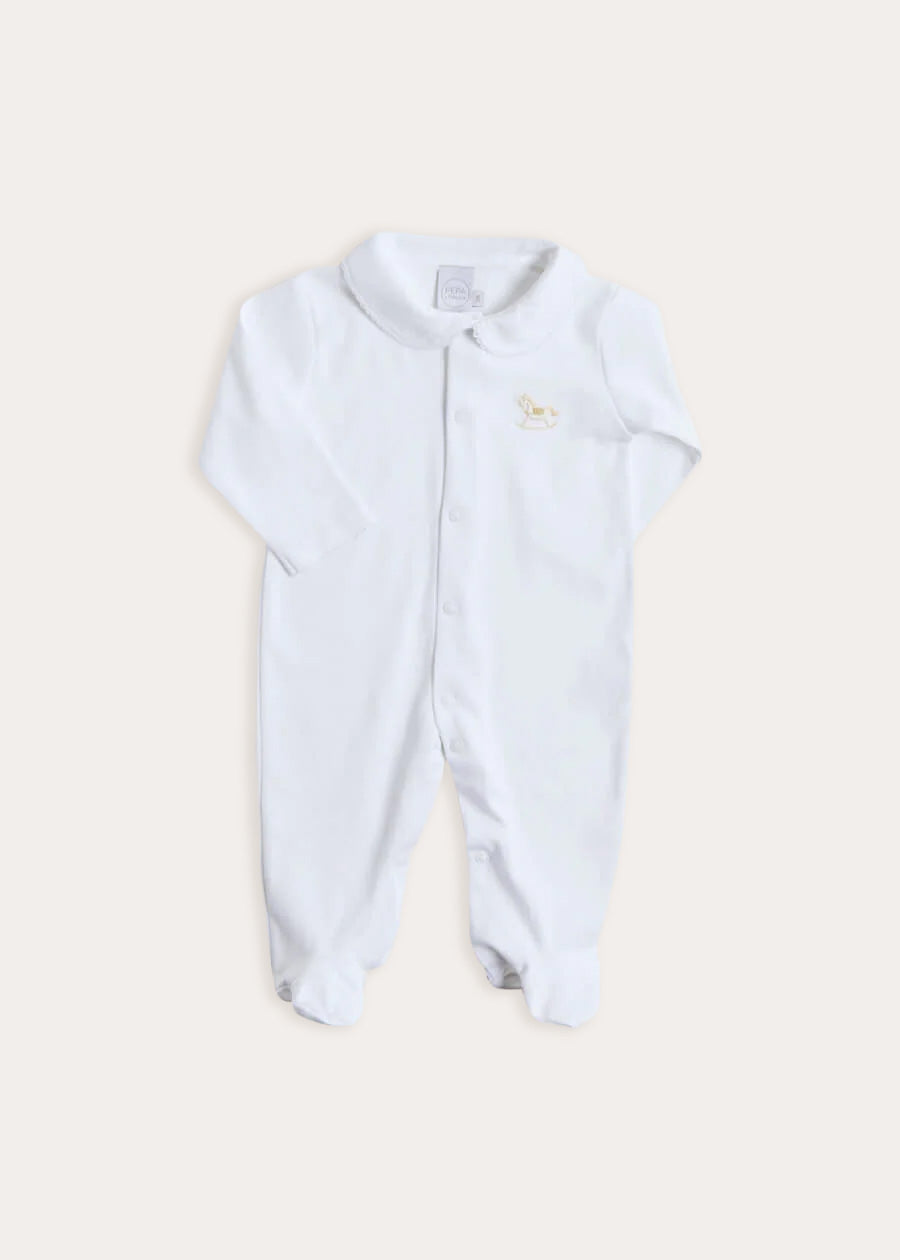 Newborn All-In-One With Rocking Horse Embroidery In Beige (1-6mths)