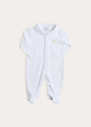 Newborn All-In-One With Rocking Horse Embroidery In Beige (1-6mths)