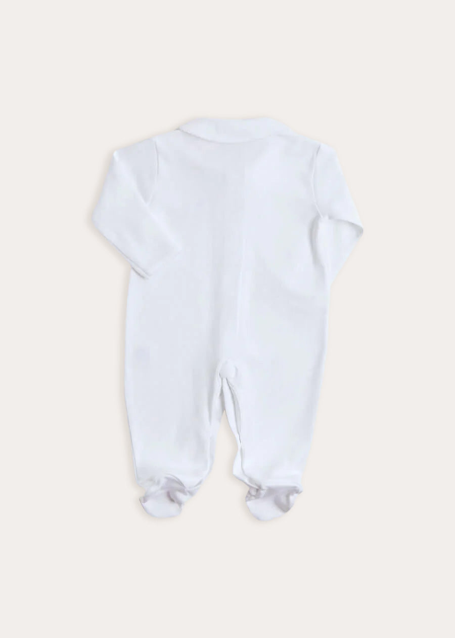 Newborn All-In-One With Rocking Horse Embroidery In Blue (1-6mths)