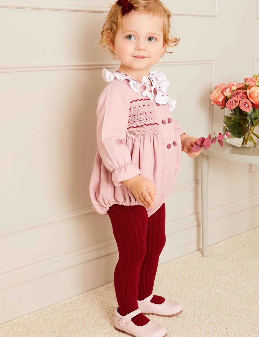 The Pink Hand Smocked Romper Baby Girl Look Look  from Pepa London