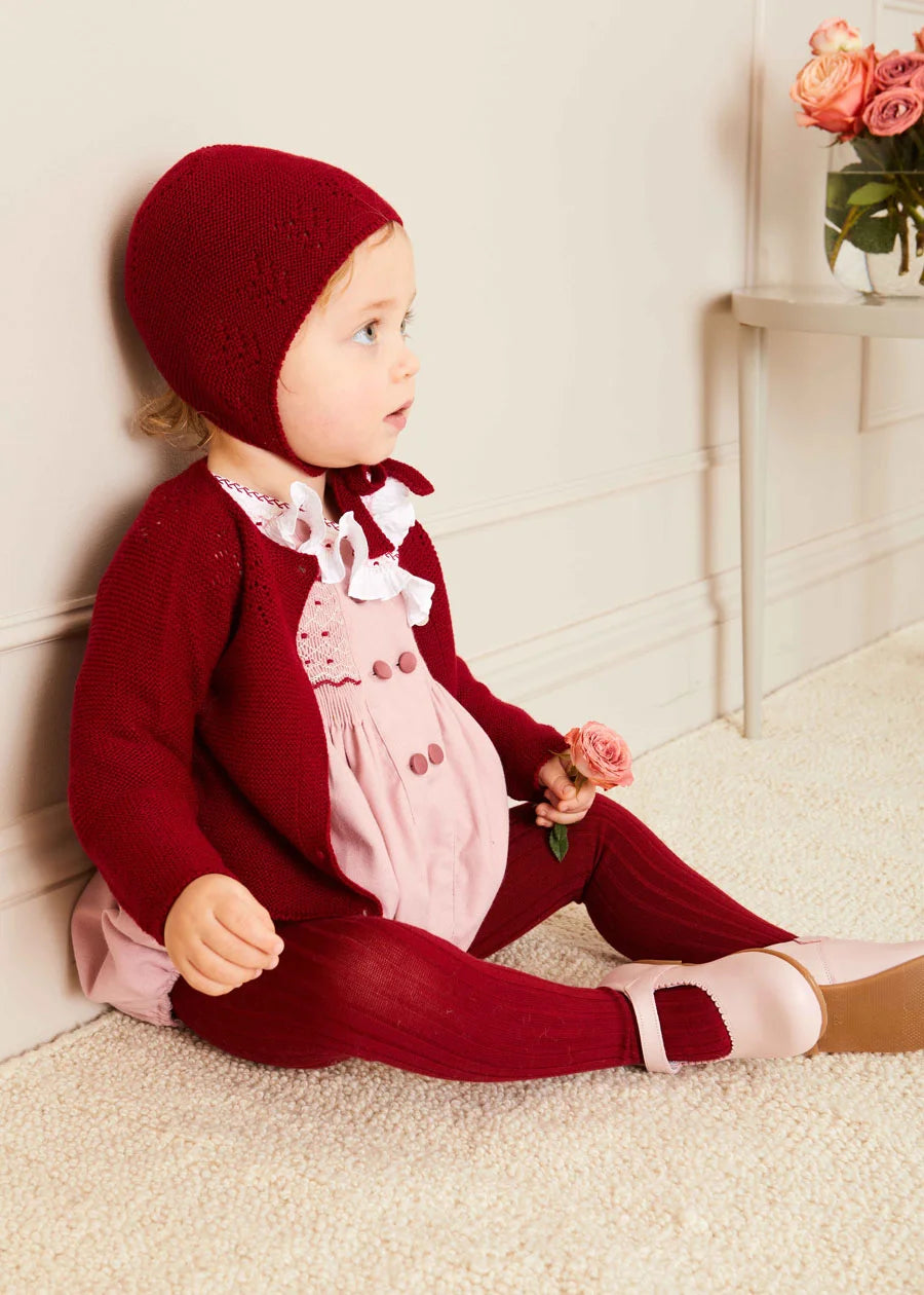 Hand Smocked Double Breasted Long Sleeve Romper in Pink | Pepa London Hand Smocked Double Breasted Long Sleeve Romper in Pink | Pepa London