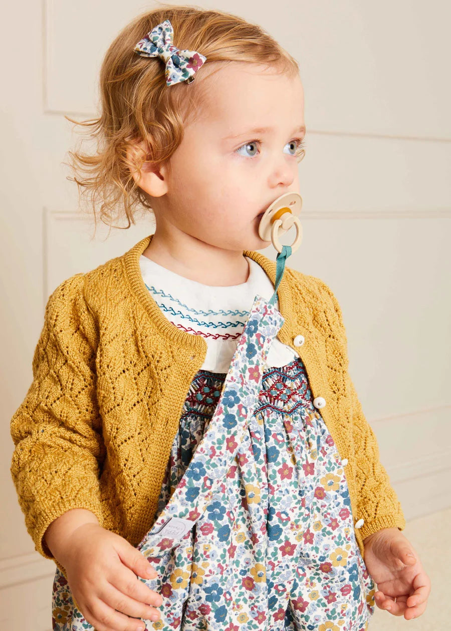Emilia Floral Long Sleeve Romper in Burgundy (6mths-2yrs) Rompers  from Pepa London