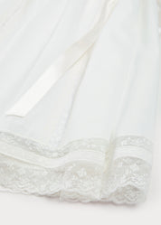 Bespoke Organic Cotton Dress With Shoulder Ribbons and Bonnet Made to order  from Pepa London