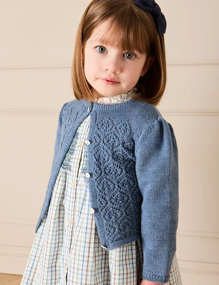 Openwork Knitted Cardigan in Blue (3-10yrs) Knitwear from Pepa London