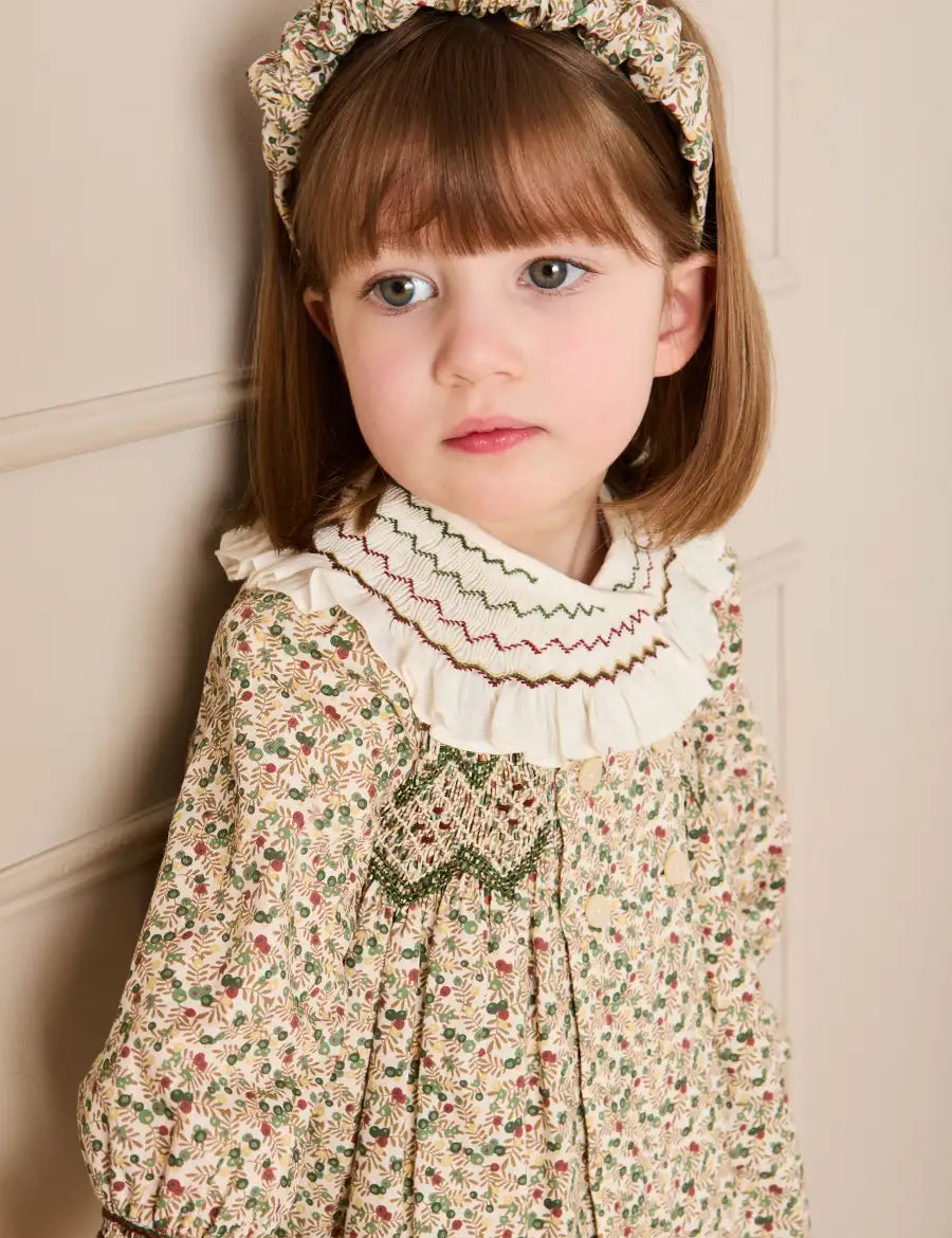 Evelyn Floral Scrunchie Hairband in Green Hair Accessories from Pepa London
