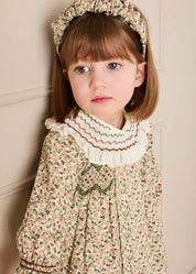 Evelyn Floral Scrunchie Hairband in Green Hair Accessories from Pepa London