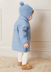 Merino Wool Pom Pom Hat In Blue (S-L) KNITWWEAR from Pepa London