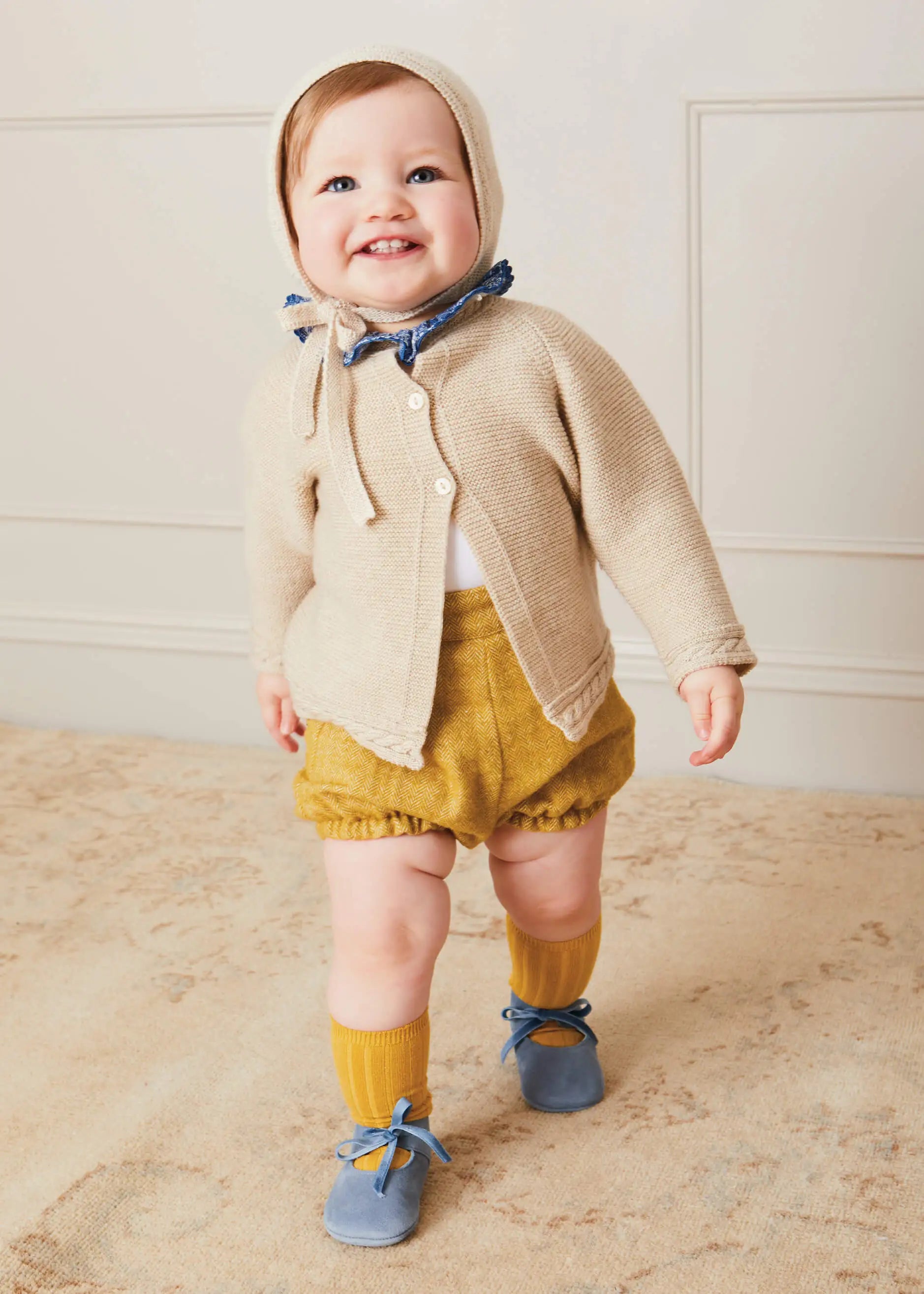 Ribbed Knee-High Socks In Mustard (3mths-10yrs) Socks from Pepa London