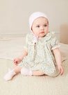 Cordelia Floral Ruffle Collar Short Sleeve Dress in Green Made with Liberty Fabric (1-12m) DRESSES from Pepa London