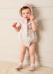Alice Floral Hand Smocked Bonnet in Pink (XS-L)