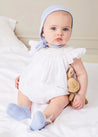 Hand Smocked Sleeveless Romper in White (3-18mths) ROMPERS from Pepa London