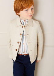 Polo Collar Button Down Jacket in Beige (4-10yrs) Coats  from Pepa London