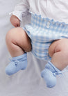 Light Knitted Cotton Baby Booties in Blue Knitted Accessories  from Pepa London
