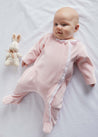 Ruffle Collar Velour Nightwear in Pink (0-12mths) Nightwear  from Pepa London