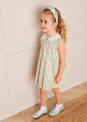 Mabel Floral Layered Scallop Collar Trapeze Dress in Green (12mths- 10yrs) DRESSES from Pepa London
