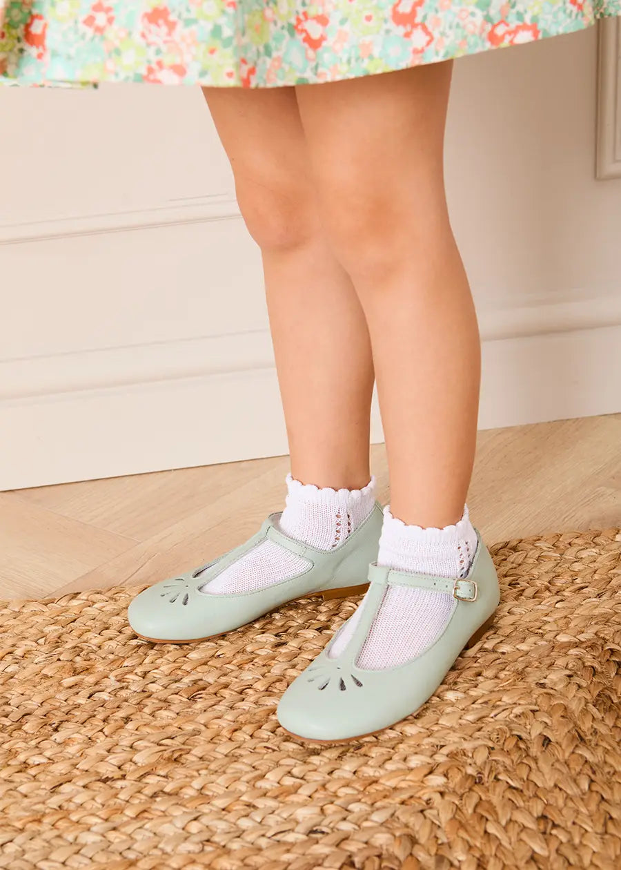 Petal Detail Charlotte Shoes in Mint (21-36EU) Shoes from Pepa London