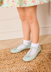 Petal Detail Charlotte Shoes in Mint (21-36EU) Shoes from Pepa London